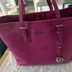 Michael Kors Pink Tote with Silver Accents